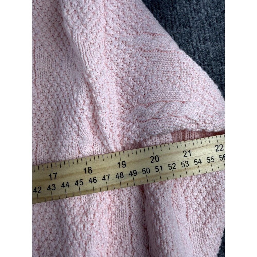 Talbots Sweater Womens Petite PS Pink‎ Cable Knit Cotton Crewneck USA Pullover - Picture 7 of 9